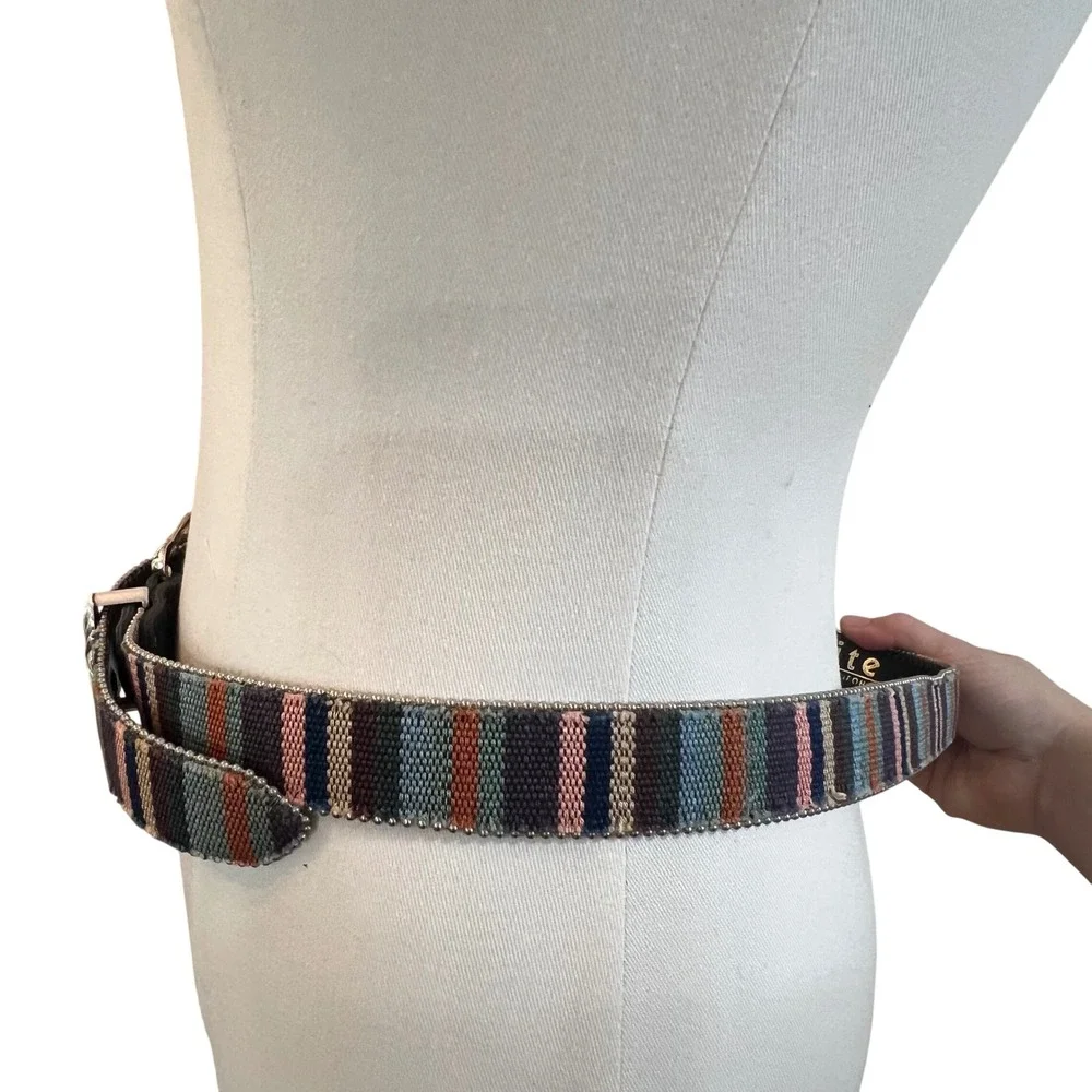Vintage Elite California Southwestern Woven Leather Belt Silver‎ Buckle 2XL